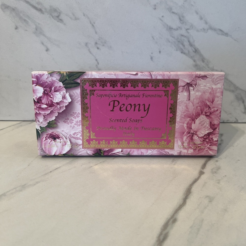 Saponificio Artigianale Fiorentino Peony Scented Soaps 3 x 4.4oz. in Gift Box